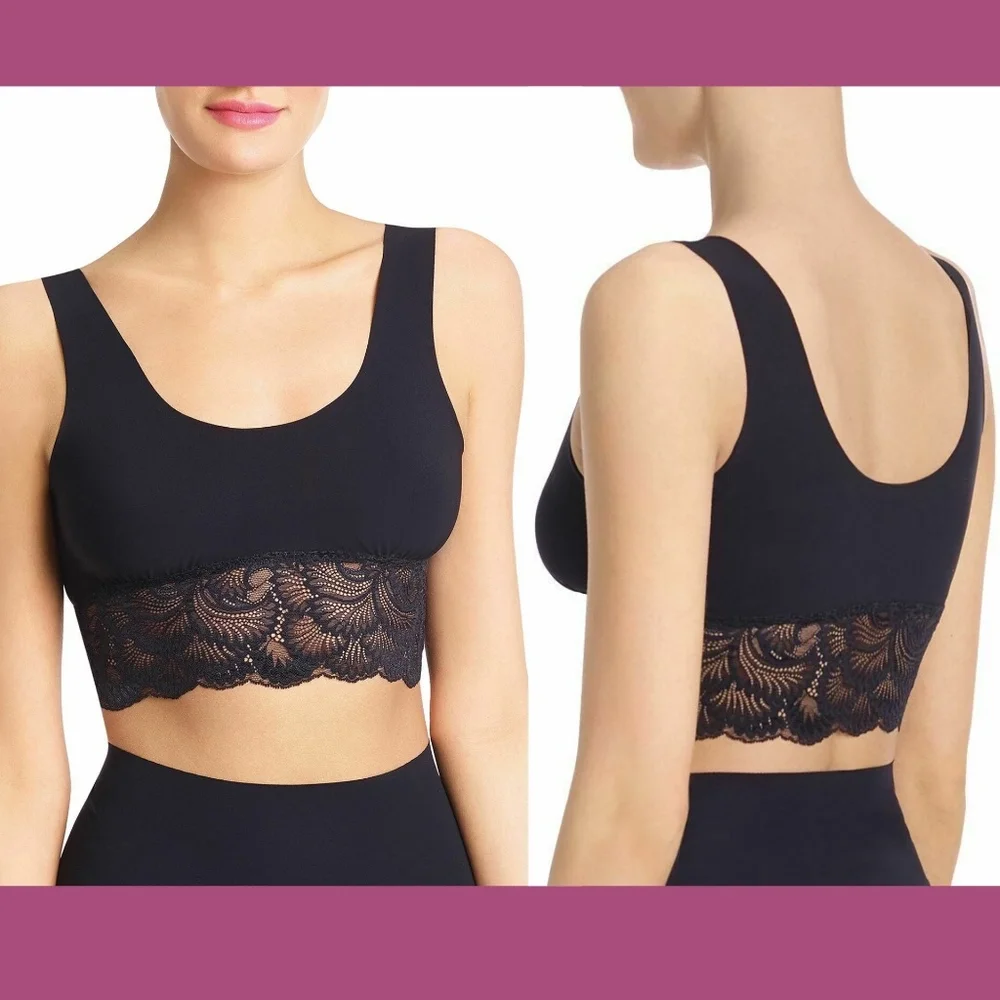 NEW $78 COMMANDO Sexy And Smooth Lace Trim Longline Bralette [SZ‎ Large ]